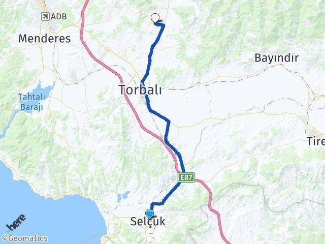 İzmir Selçuk Çakırbeyli Torbalı Arası Kaç Km - Yol Haritası