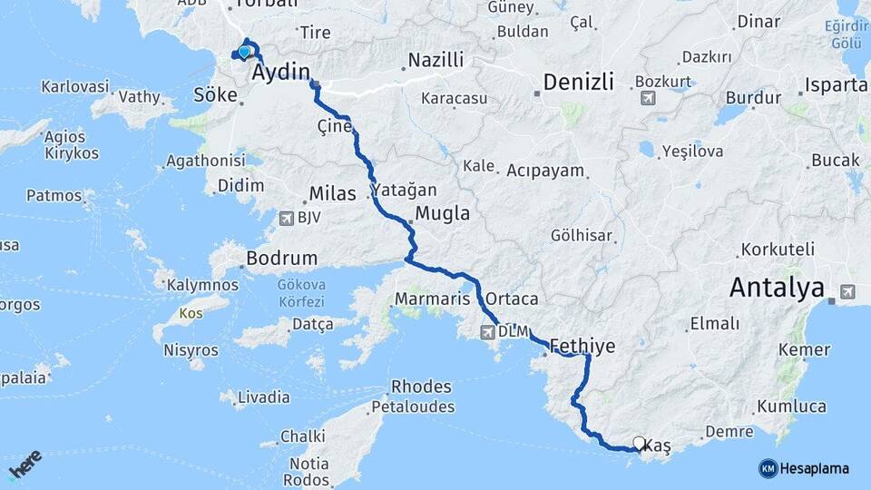 İzmir Selçuk Şirince Kaş Antalya Arası Kaç Km - Yol Haritası