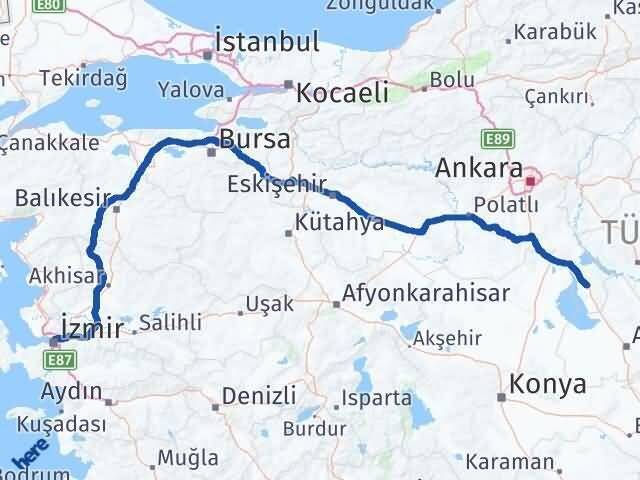 İzmir Şereflikoçhisar Ankara Arası Kaç Km - Yol Haritası