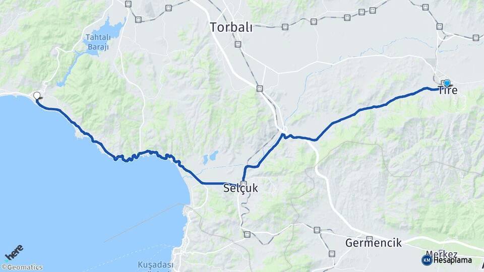 İzmir Tire Gümüldür Atatürk Menderes Arası Kaç Km - Yol Haritası
