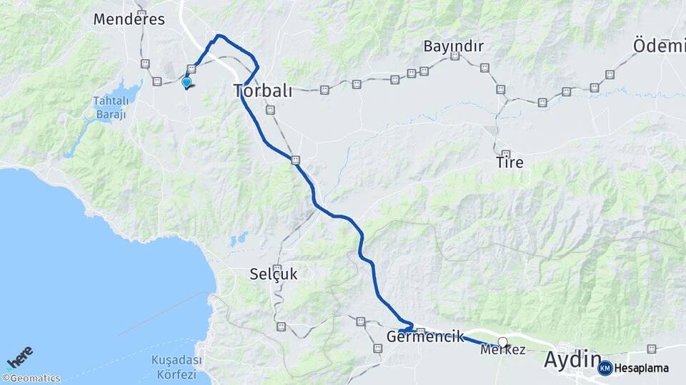 İzmir Torbalı Pancar İncirliova Aydın Arası Kaç Km - Yol Haritası