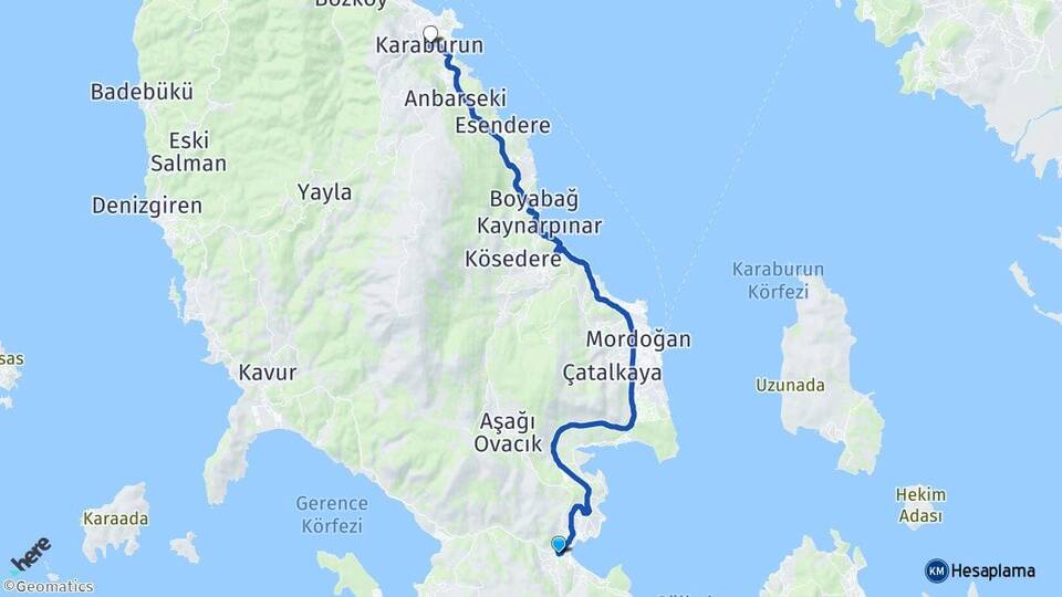 İzmir Urla Balıklıova Karaburun Arası Kaç Km - Yol Haritası