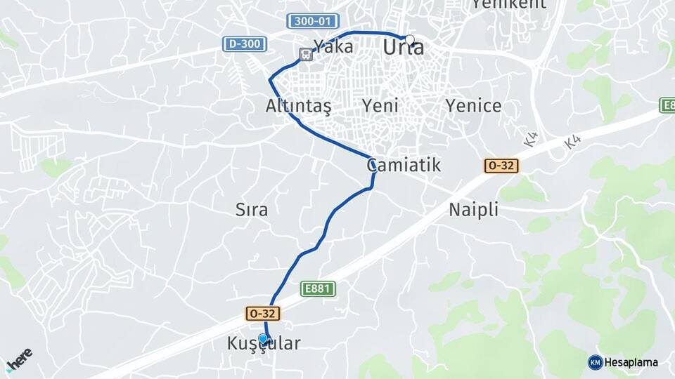 İzmir Urla Kuşçular Urla Arası Kaç Km - Yol Haritası