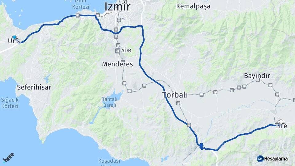 İzmir Urla Tire Arası Kaç Km - Yol Haritası