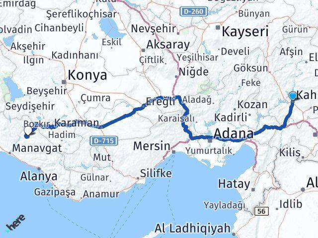 Kahramanmaraş Akseki Antalya Arası Kaç Km - Yol Haritası