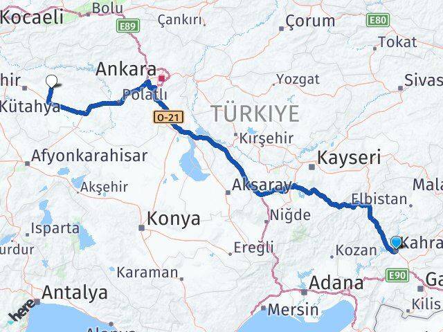 Kahramanmaraş Alpu Eskişehir Arası Kaç Km - Yol Haritası