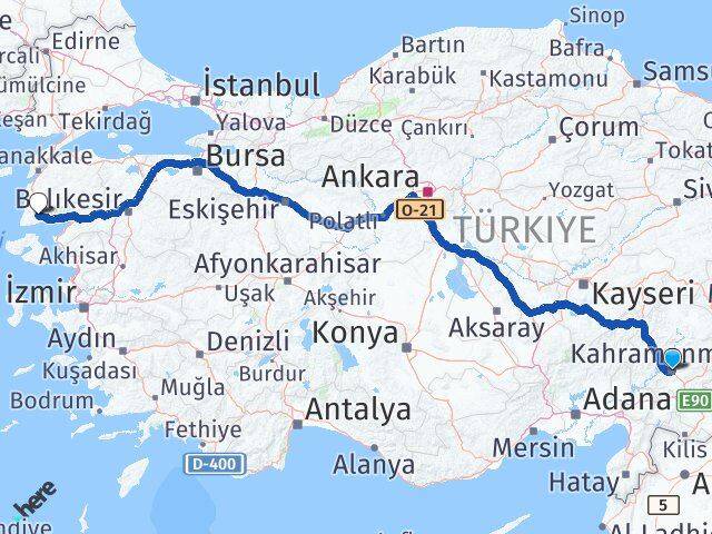 Kahramanmaraş Ayvacık Çanakkale Arası Kaç Km - Yol Haritası