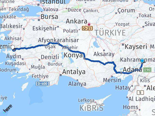 Kahramanmaraş Balçova İzmir Arası Kaç Km - Yol Haritası