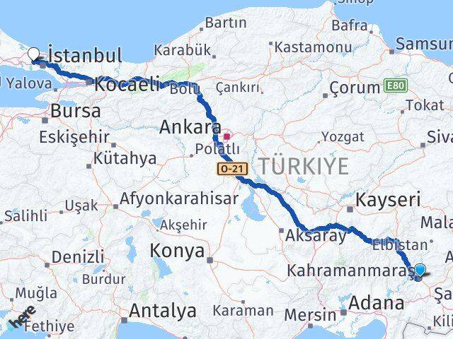 Kahramanmaraş Başakşehir İstanbul Arası Kaç Km - Yol Haritası