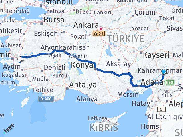 Kahramanmaraş Bayındır İzmir Arası Kaç Km - Yol Haritası