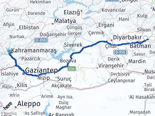 Kahramanmaraş Beşiri Batman Arası Kaç Km - Yol Haritası