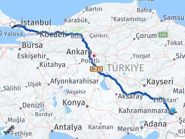 Kahramanmaraş Beylikdüzü İstanbul Arası Kaç Km - Yol Haritası
