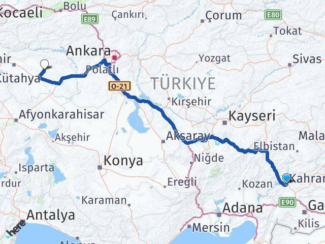 Kahramanmaraş Beylikova Eskişehir Arası Kaç Km - Yol Haritası