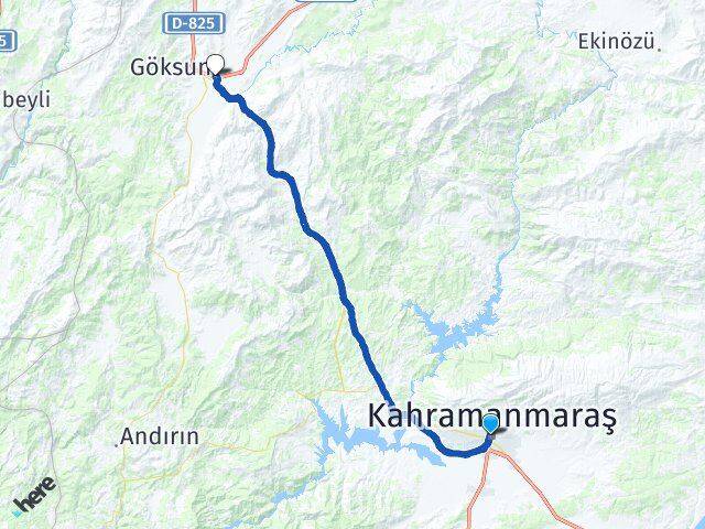 Kahramanmaraş Dulkadiroğlu Göksun Arası Kaç Km - Yol Haritası