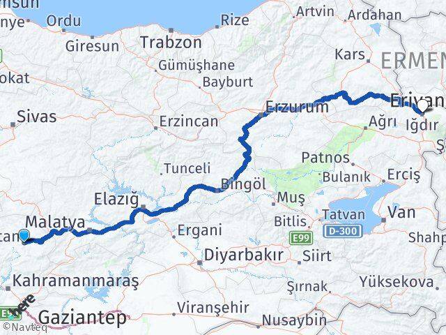 Kahramanmaraş Elbistan Iğdır Arası Kaç Km - Yol Haritası