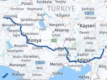 Kahramanmaraş Emirdağ Afyonkarahisar Arası Kaç Km - Yol Haritası