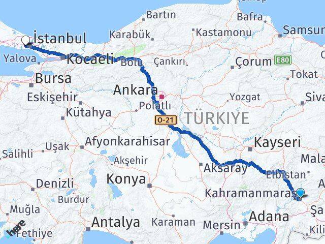 Kahramanmaraş Esenler İstanbul Arası Kaç Km - Yol Haritası