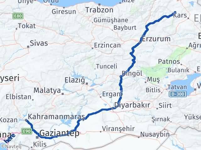Kahramanmaraş Göle Ardahan Arası Kaç Km - Yol Haritası
