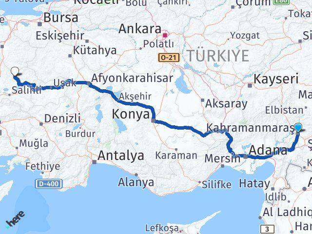Kahramanmaraş Gördes Manisa Arası Kaç Km - Yol Haritası