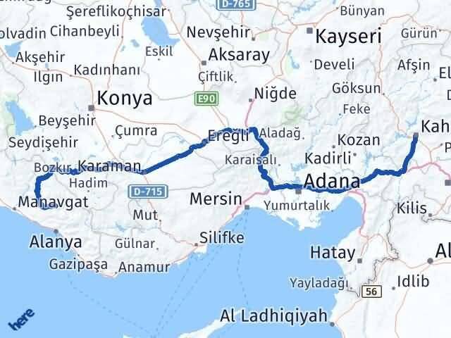 Kahramanmaraş Gündoğmuş Antalya Arası Kaç Km - Yol Haritası