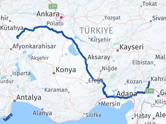 Kahramanmaraş Han Eskişehir Arası Kaç Km - Yol Haritası