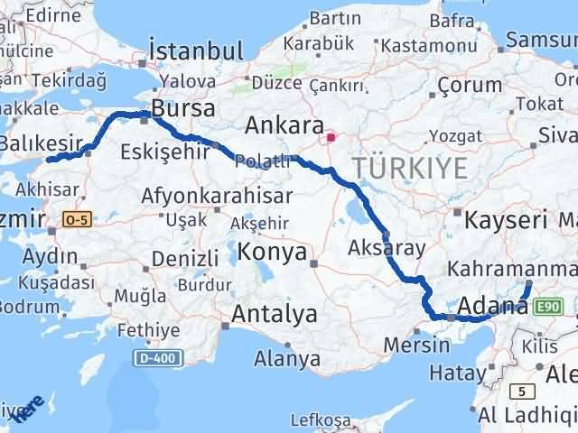 Kahramanmaraş Havran Balıkesir Arası Kaç Km - Yol Haritası