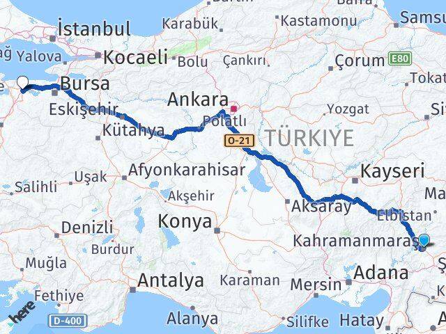Kahramanmaraş Karacabey Bursa Arası Kaç Km - Yol Haritası