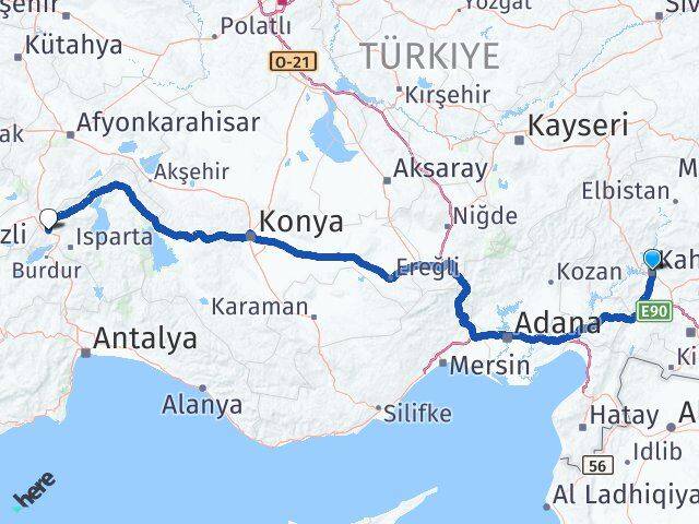 Kahramanmaraş Keçiborlu Isparta Arası Kaç Km - Yol Haritası