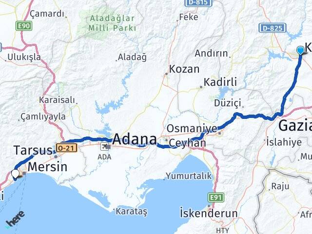 Kahramanmaraş Mersin Üniversitesi Arası Kaç Km - Yol Haritası