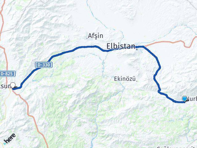 Kahramanmaraş Nurhak Göksun Arası Kaç Km - Yol Haritası