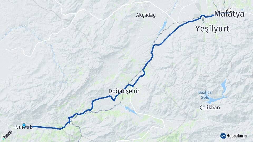 Kahramanmaraş Nurhak Malatya Arası Kaç Km - Yol Haritası