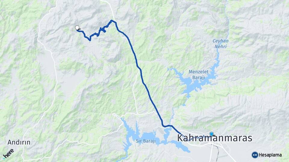 Kahramanmaraş Onikişubat Kumarlı Onikişubat Arası Kaç Km - Yol Haritası