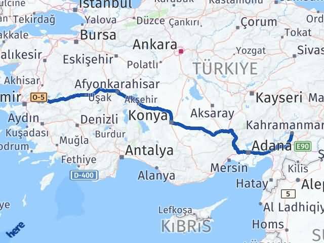 Kahramanmaraş Onikişubat Manisa Arası Kaç Km - Yol Haritası