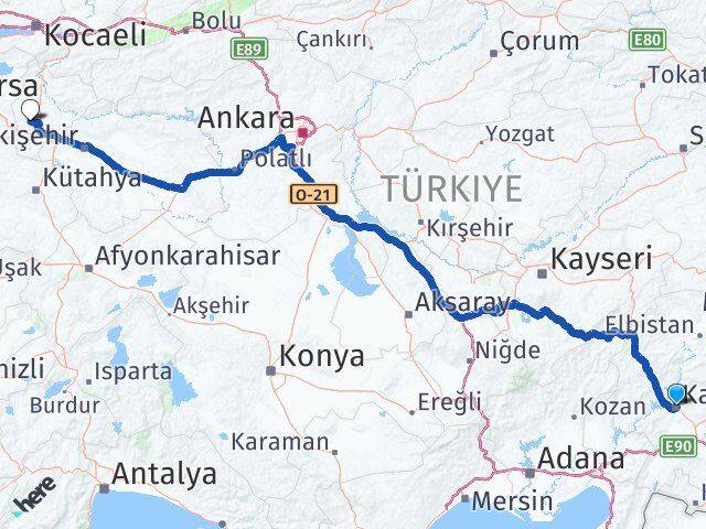 Kahramanmaraş Pazaryeri Bilecik Arası Kaç Km - Yol Haritası