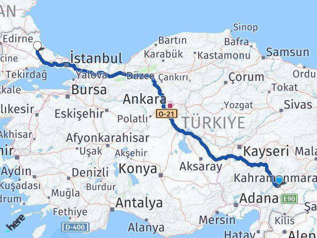 Kahramanmaraş Saray Tekirdağ Arası Kaç Km - Yol Haritası