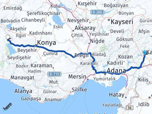 Kahramanmaraş Şarkikaraağaç Isparta Arası Kaç Km - Yol Haritası