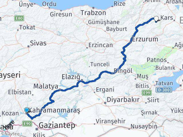 Kahramanmaraş Şenkaya Erzurum Arası Kaç Km - Yol Haritası