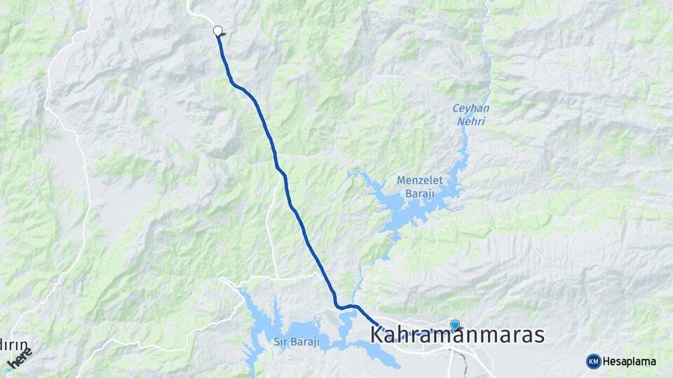 Kahramanmaraş Tekir Onikişubat Arası Kaç Km - Yol Haritası