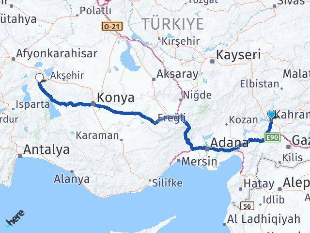 Kahramanmaraş Yalvaç Isparta Arası Kaç Km - Yol Haritası