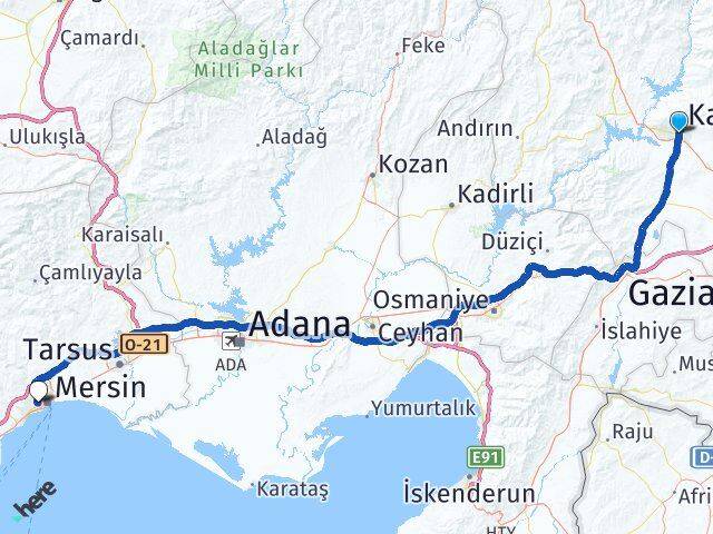 Kahramanmaraş Yenişehir Mersin Arası Kaç Km - Yol Haritası