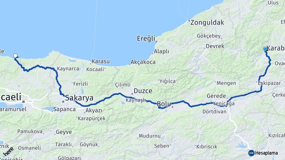 Karabük Ağva Şile İstanbul Arası Kaç Km - Yol Haritası