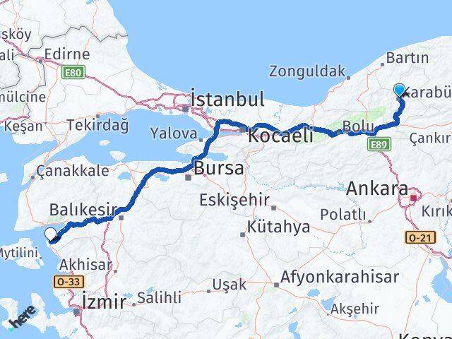 Karabük Ayvalık Balıkesir Arası Kaç Km - Yol Haritası
