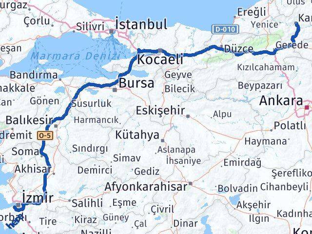 Karabük Balçova İzmir Arası Kaç Km - Yol Haritası