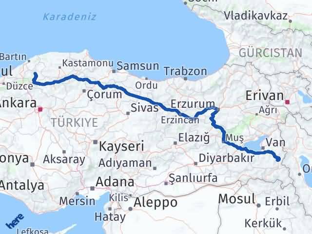 Karabük Başkale Van Arası Kaç Km - Yol Haritası