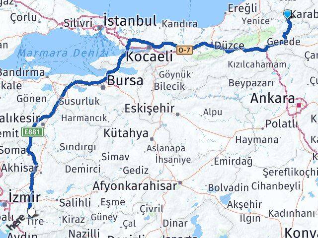 Karabük Bayındır İzmir Arası Kaç Km - Yol Haritası