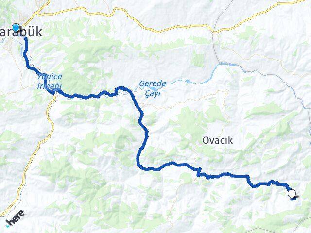 Karabük Belen Ovacık Arası Kaç Km - Yol Haritası