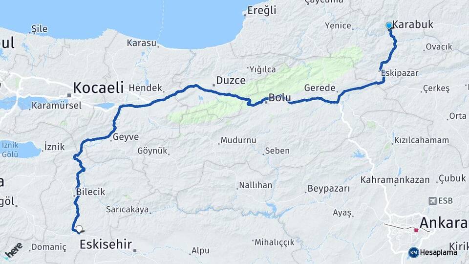 Karabük Bozüyük Bilecik Arası Kaç Km - Yol Haritası