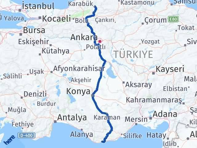 Karabük Bozyazı Mersin Arası Kaç Km - Yol Haritası