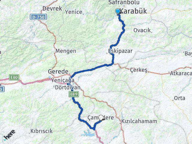 Karabük Çamlıdere Ankara Arası Kaç Km - Yol Haritası