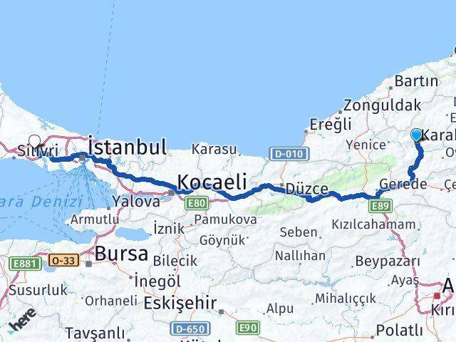 Karabük Çatalca İstanbul Arası Kaç Km - Yol Haritası